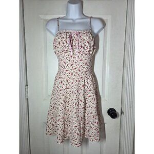 Monteau‎ Pink Floral Strappy Smocked Peasant 90s Y2K Mini Slip Dress XS NWOT